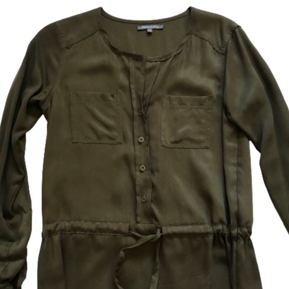 Michael Stars Shirt Dress XS Green Long Sleeve - Picture 6 of 13